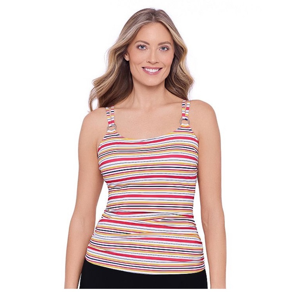 NWT Women's Bal Harbour Ring Striped Tankini Top UPF 50+ Size XXL 20